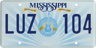 MS license plate LUZ104