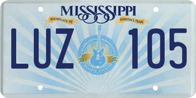MS license plate LUZ105