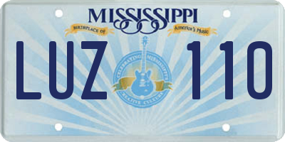 MS license plate LUZ110