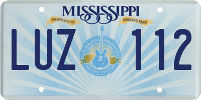 MS license plate LUZ112