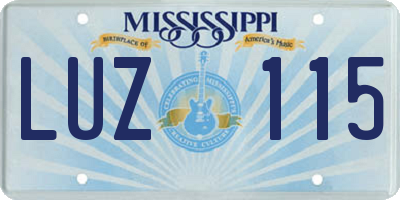 MS license plate LUZ115
