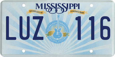 MS license plate LUZ116