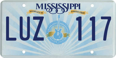 MS license plate LUZ117