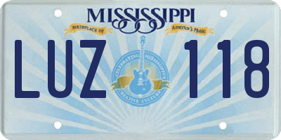 MS license plate LUZ118