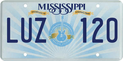 MS license plate LUZ120