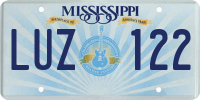 MS license plate LUZ122