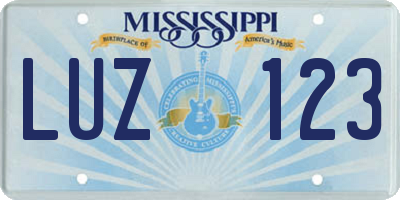 MS license plate LUZ123