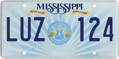 MS license plate LUZ124