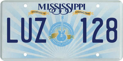 MS license plate LUZ128