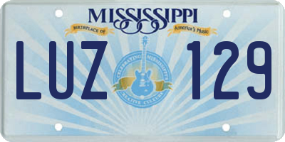 MS license plate LUZ129
