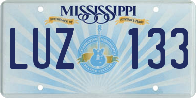 MS license plate LUZ133