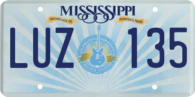MS license plate LUZ135