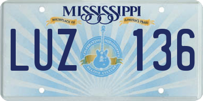 MS license plate LUZ136