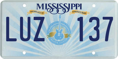 MS license plate LUZ137