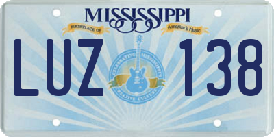 MS license plate LUZ138
