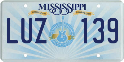 MS license plate LUZ139