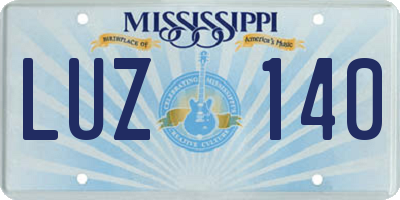 MS license plate LUZ140