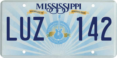MS license plate LUZ142