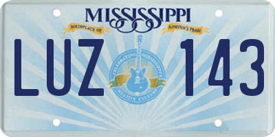 MS license plate LUZ143