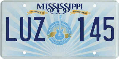 MS license plate LUZ145