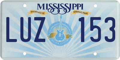 MS license plate LUZ153