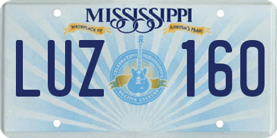MS license plate LUZ160