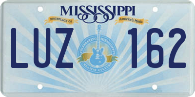 MS license plate LUZ162