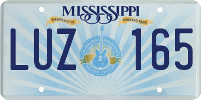 MS license plate LUZ165
