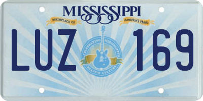 MS license plate LUZ169
