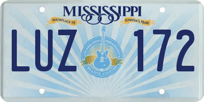 MS license plate LUZ172