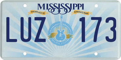 MS license plate LUZ173
