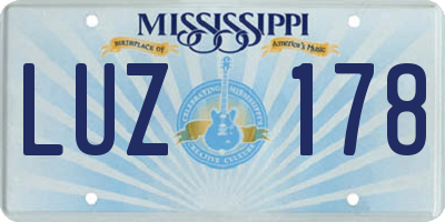 MS license plate LUZ178