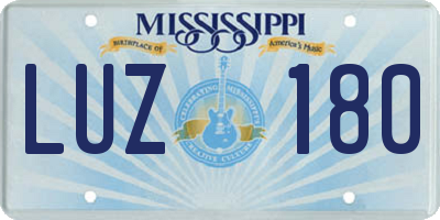 MS license plate LUZ180