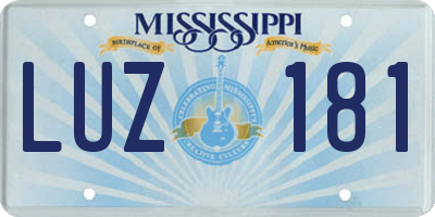 MS license plate LUZ181