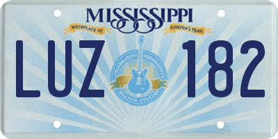 MS license plate LUZ182