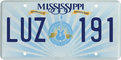 MS license plate LUZ191