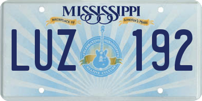 MS license plate LUZ192