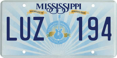 MS license plate LUZ194