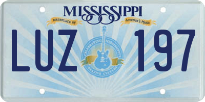MS license plate LUZ197