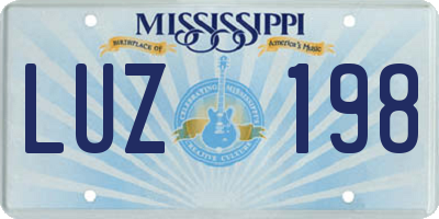 MS license plate LUZ198