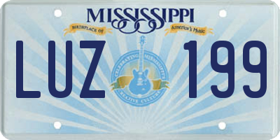 MS license plate LUZ199