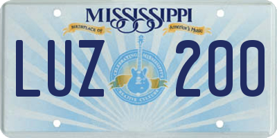 MS license plate LUZ200