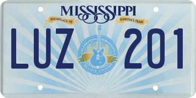 MS license plate LUZ201