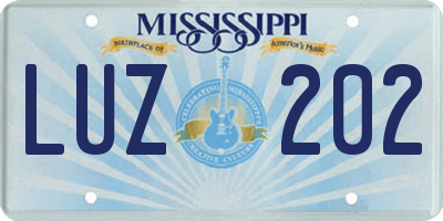 MS license plate LUZ202