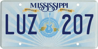 MS license plate LUZ207