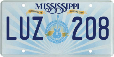 MS license plate LUZ208