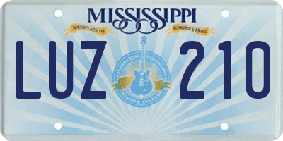 MS license plate LUZ210