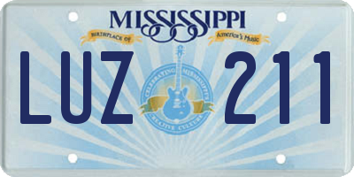MS license plate LUZ211
