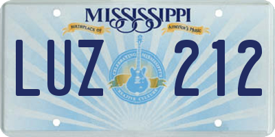 MS license plate LUZ212