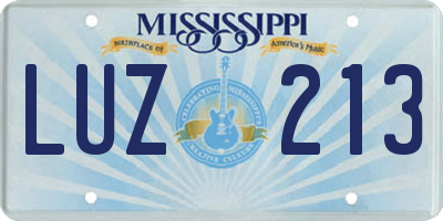 MS license plate LUZ213